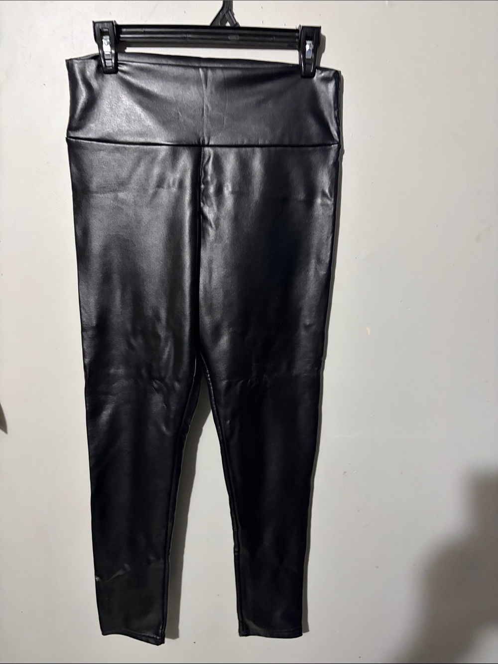 High-Waist Faux Leather Leggings - Black